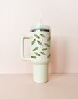 40oz Insulated Tumbler - Cream White Christmas Mosaic