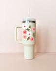 40oz Insulated Tumbler - Cream White Christmas Mosaic