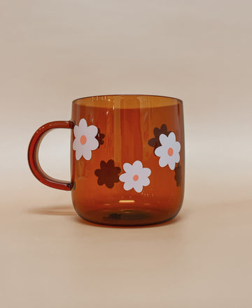 Tasse en verre coloré ambre - daisy rose