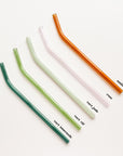 Paille en verre de couleur - courbée