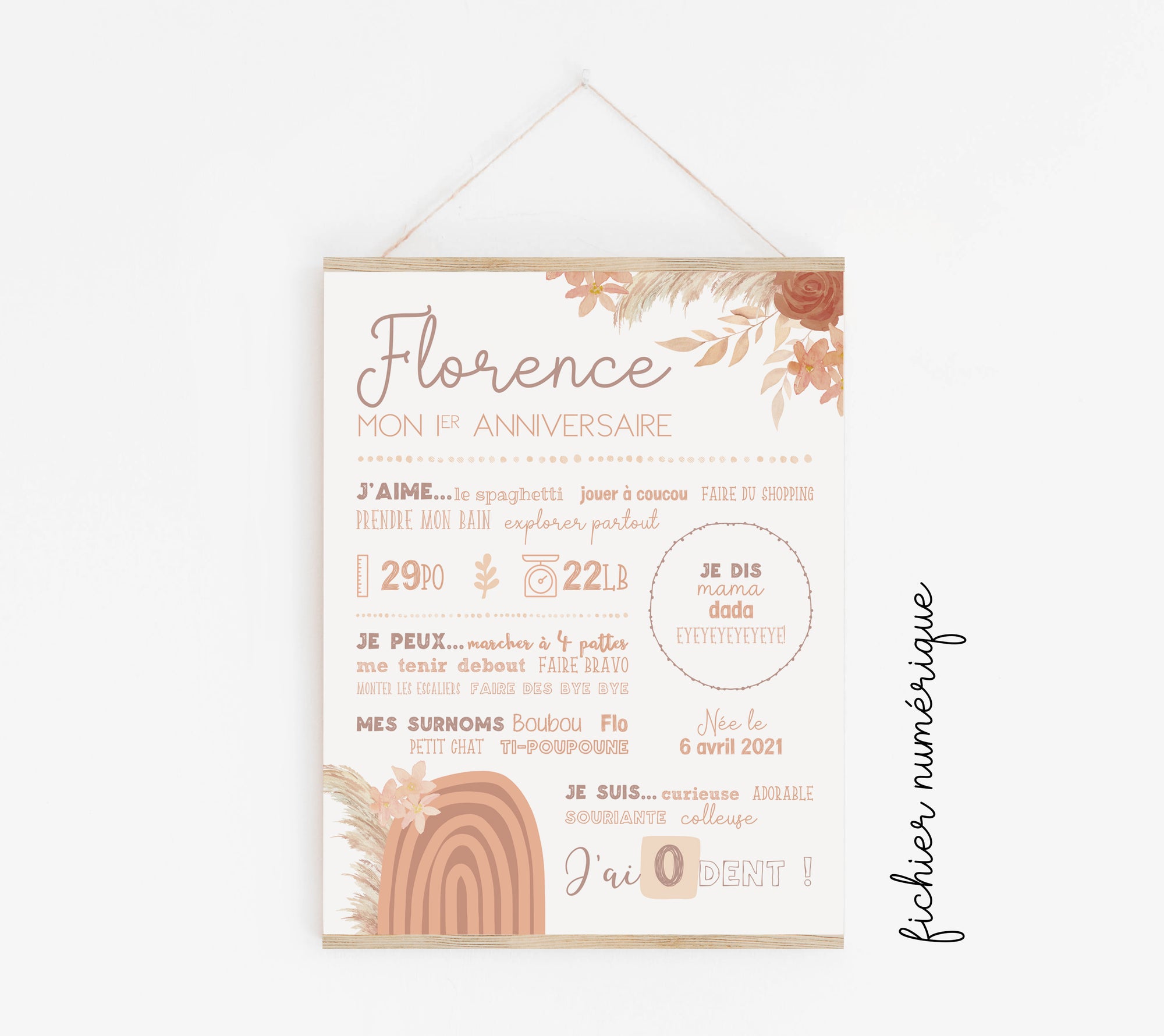 Personalized Boho Rainbow Poster