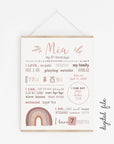 Boho rainbow first birthday poster