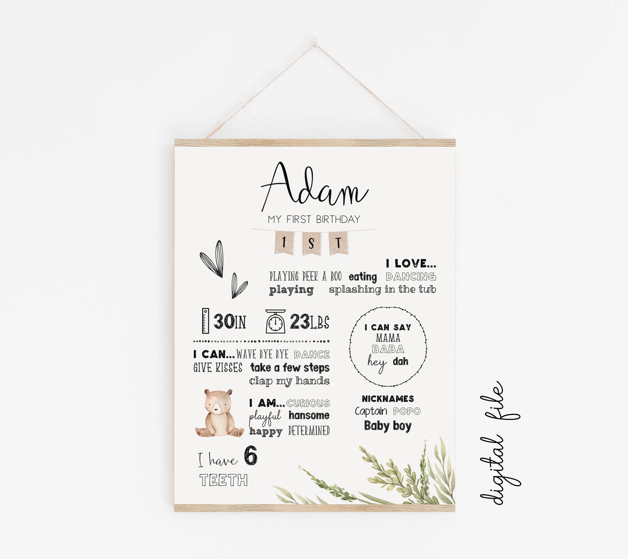 Boho first birthday poster
