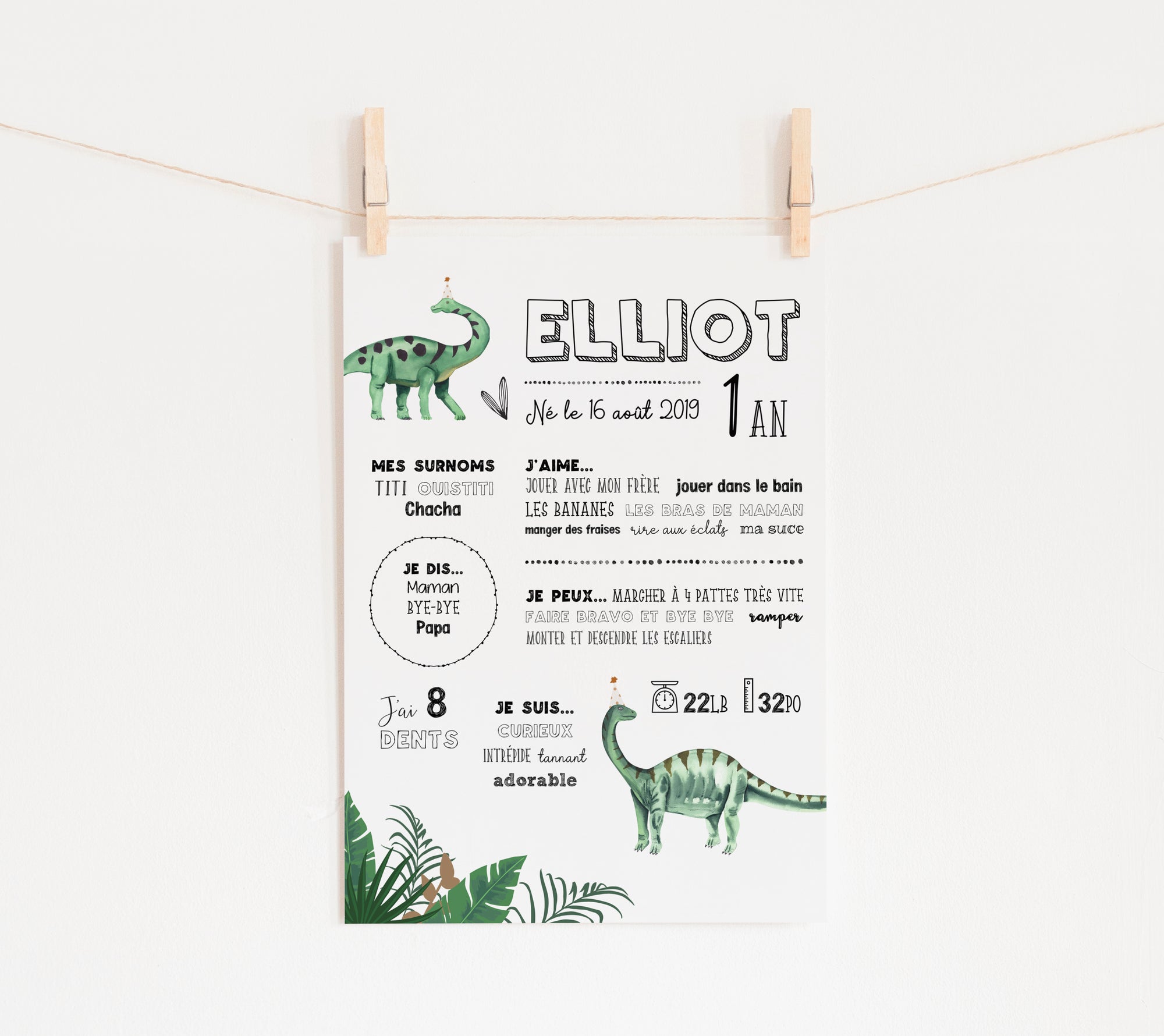 Dinosaur first birthday poster