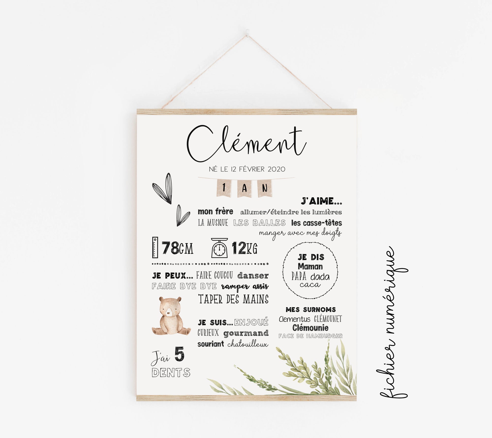 Boho first birthday poster