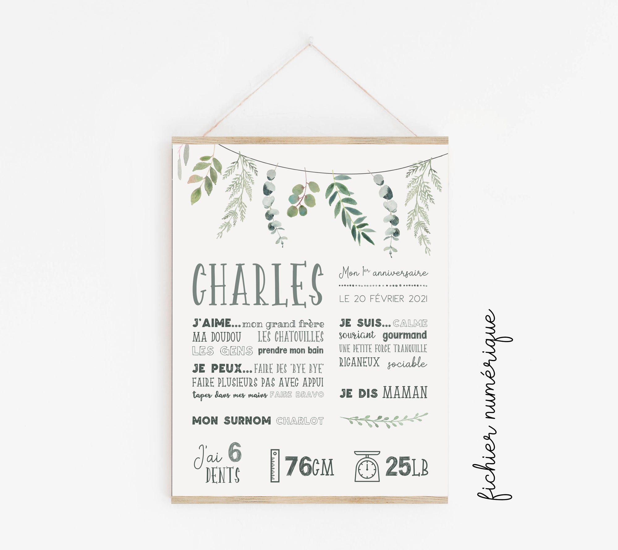 Eucalyptus First Birthday Poster