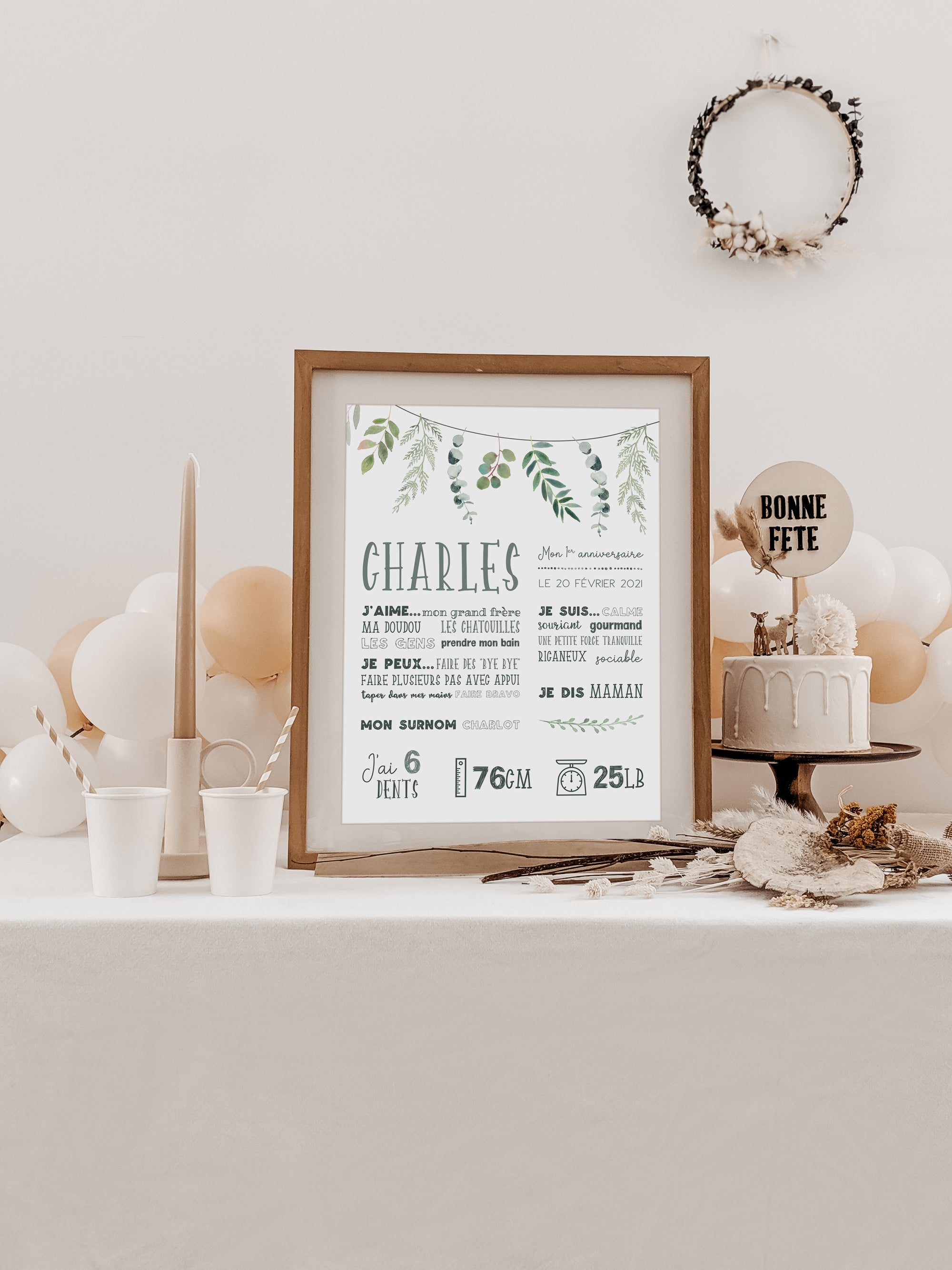 Eucalyptus First Birthday Poster