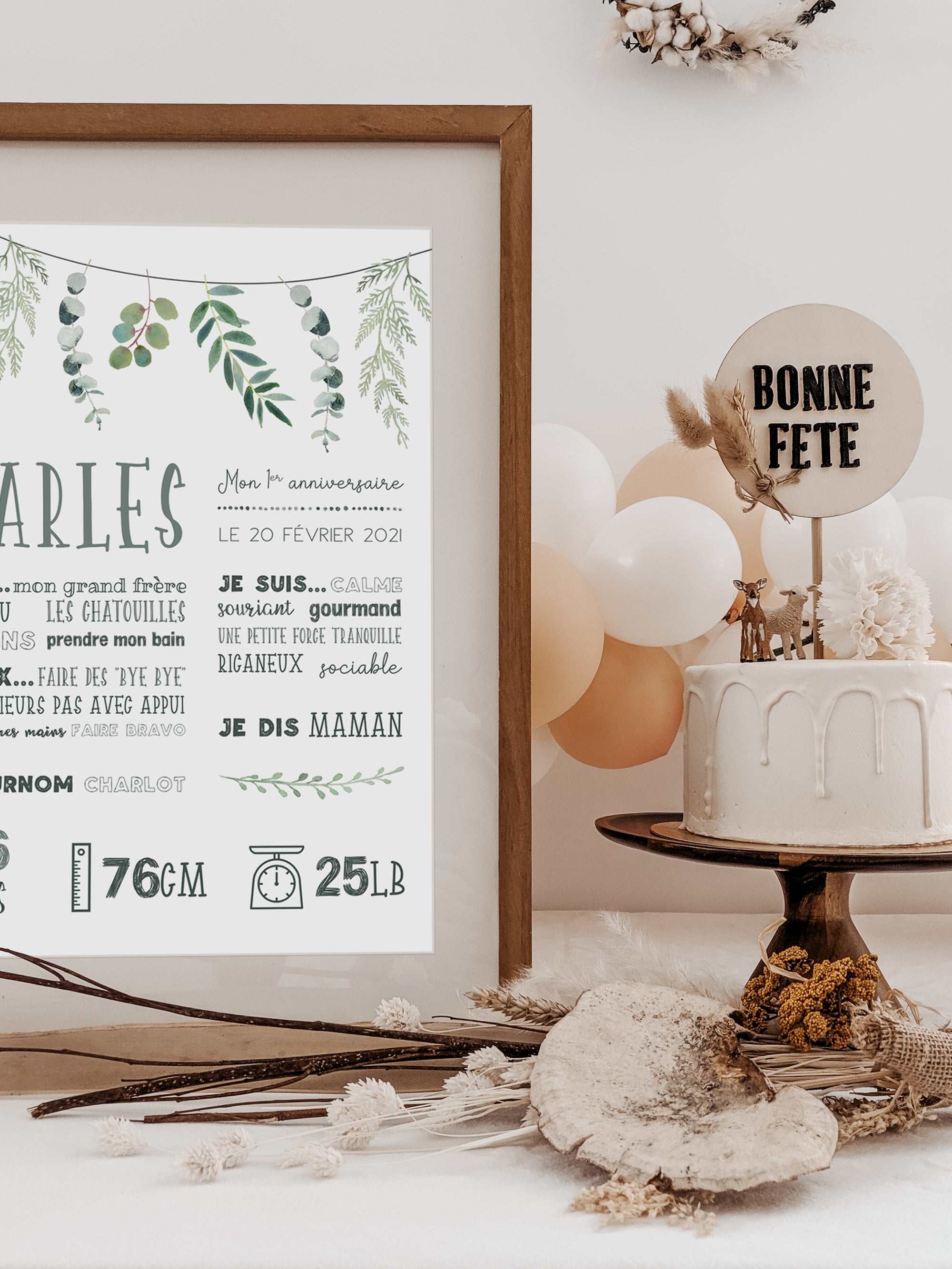 Eucalyptus first birthday poster