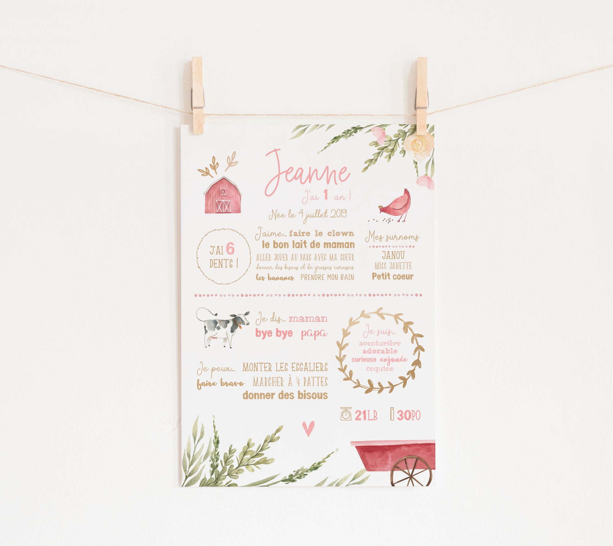 First birthday poster "On the farm"