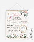 First birthday poster "Flowers and eucalyptus"