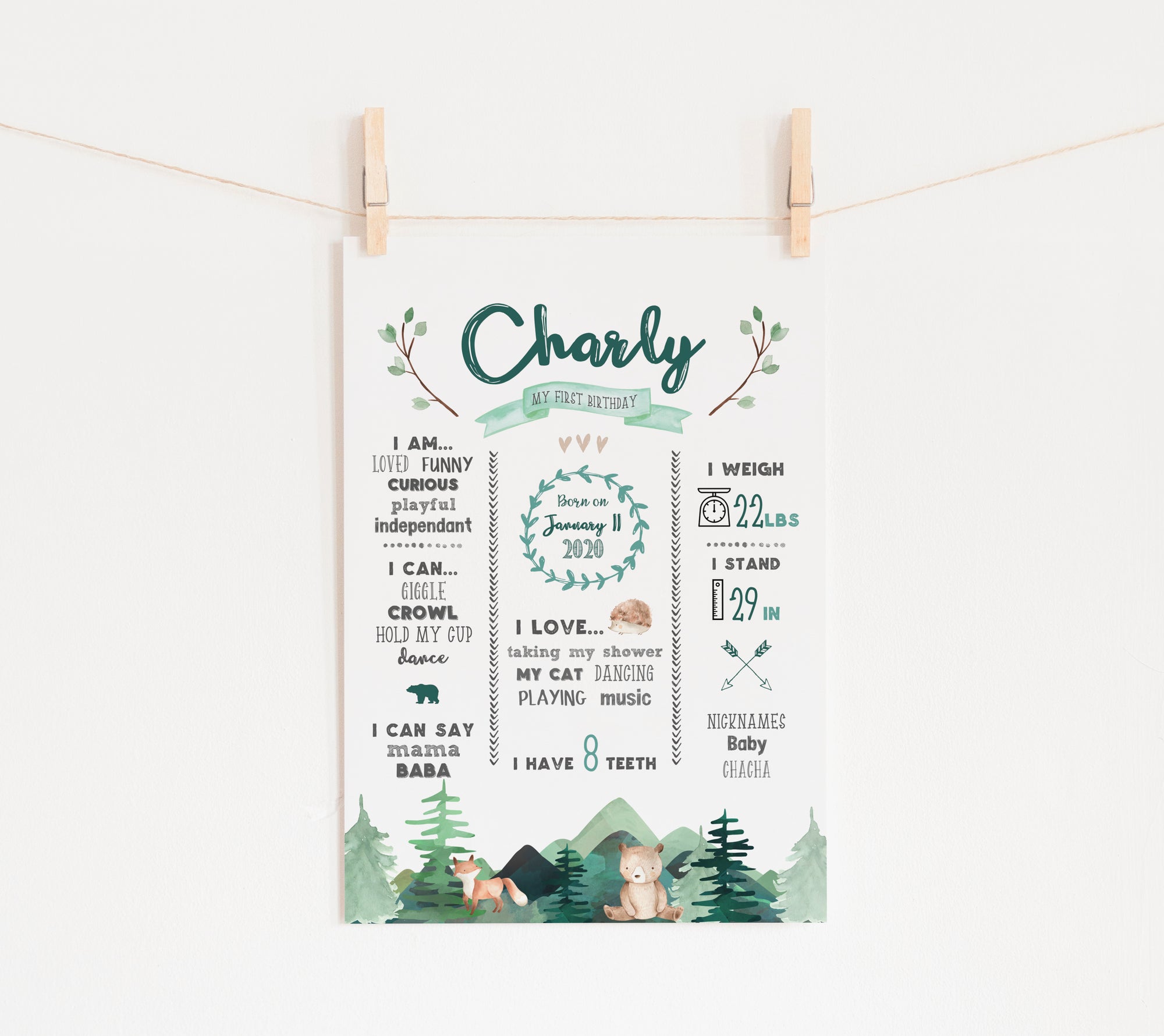 First birthday poster "Forest"