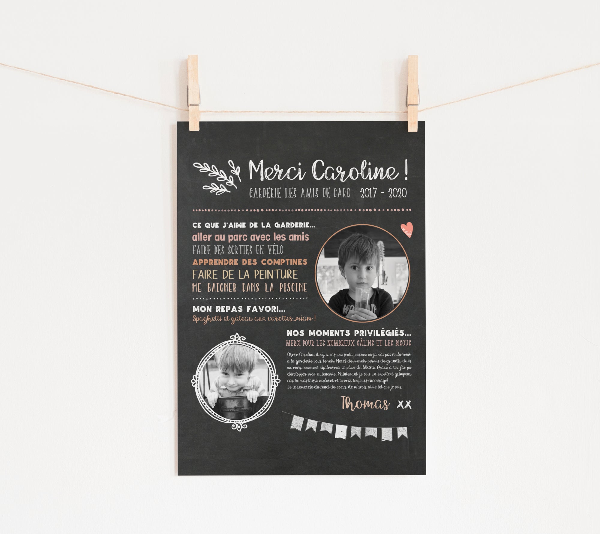 Teacher Thank You Poster - White Pennants