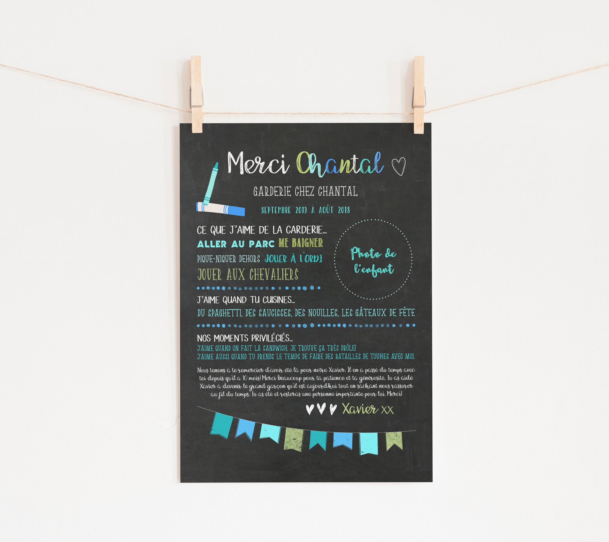 Teacher Thank You Poster - Blue Pennants