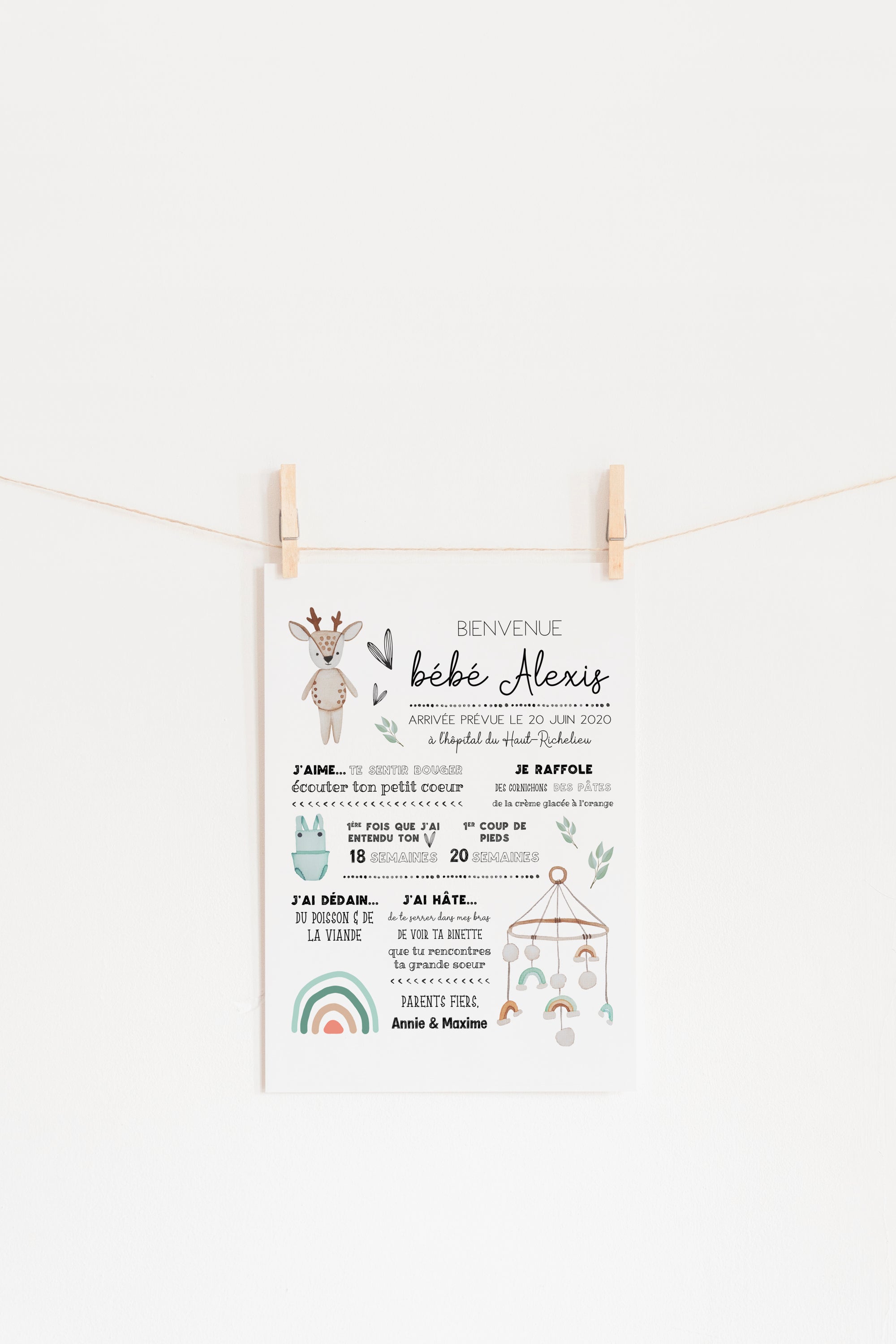 Sage Rainbow Baby Shower Poster