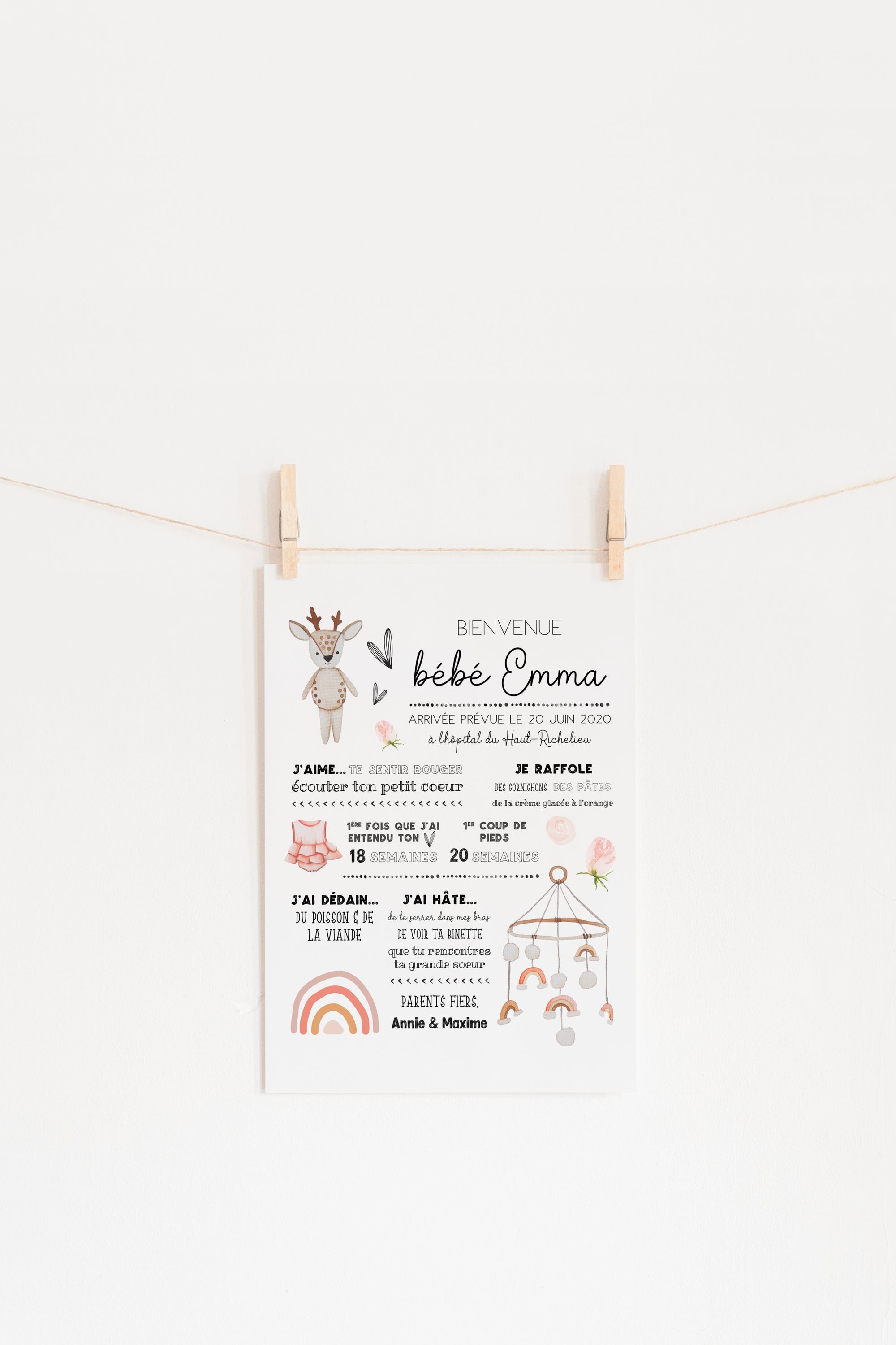 Pink Rainbow Baby Shower Poster