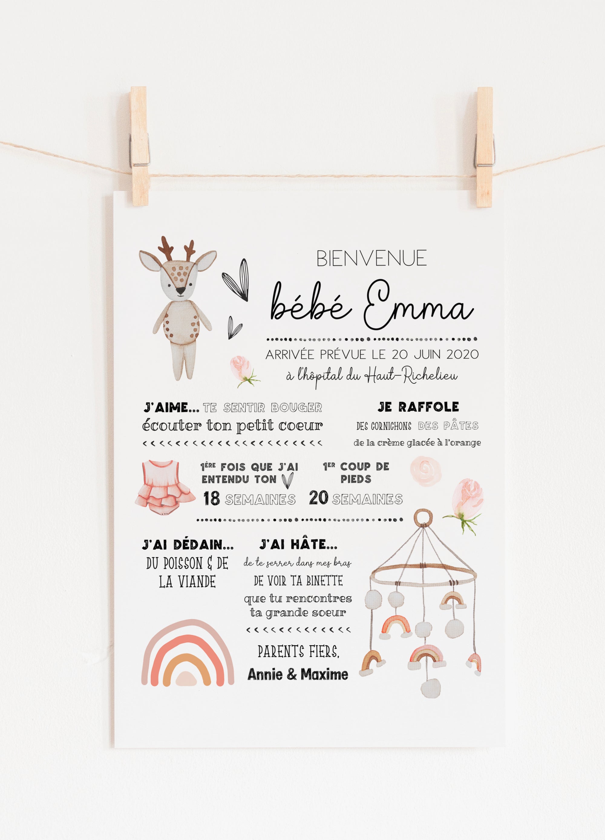 Pink Rainbow Baby Shower Poster