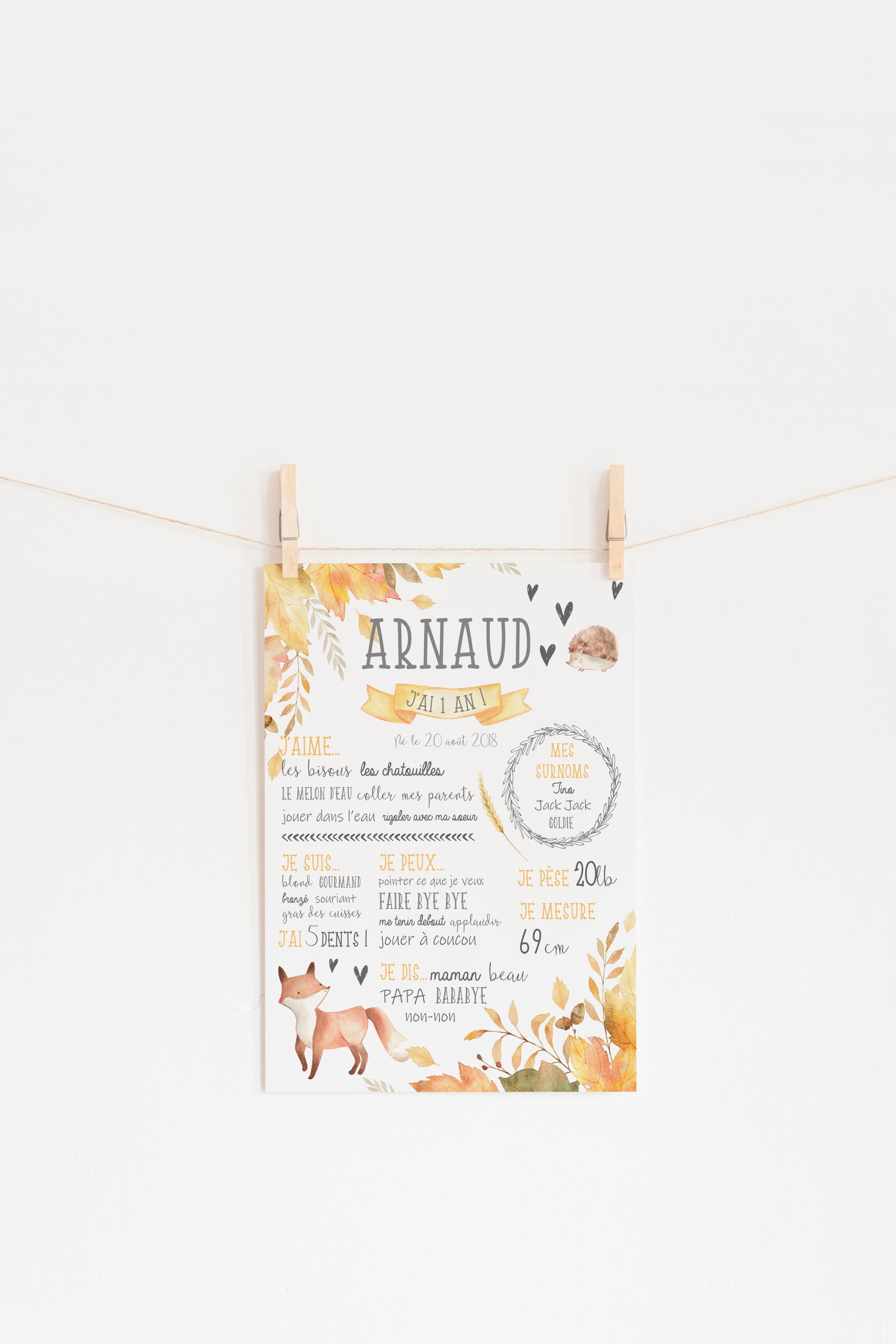 First birthday poster "Autumn"