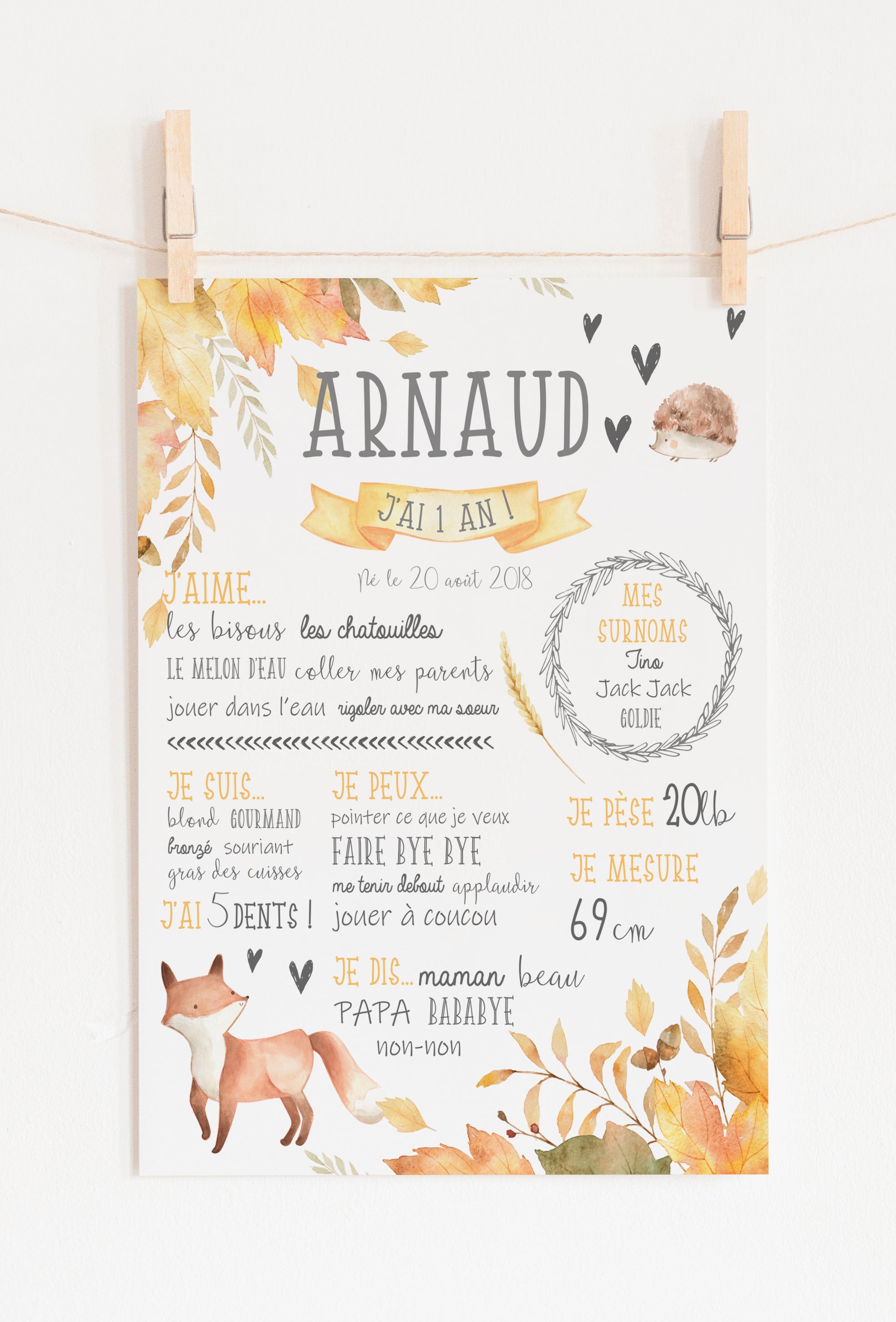 First birthday poster "Autumn"