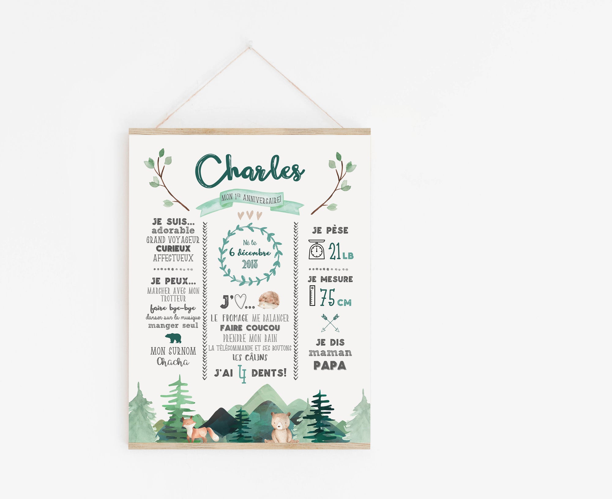 First birthday poster "Forest"