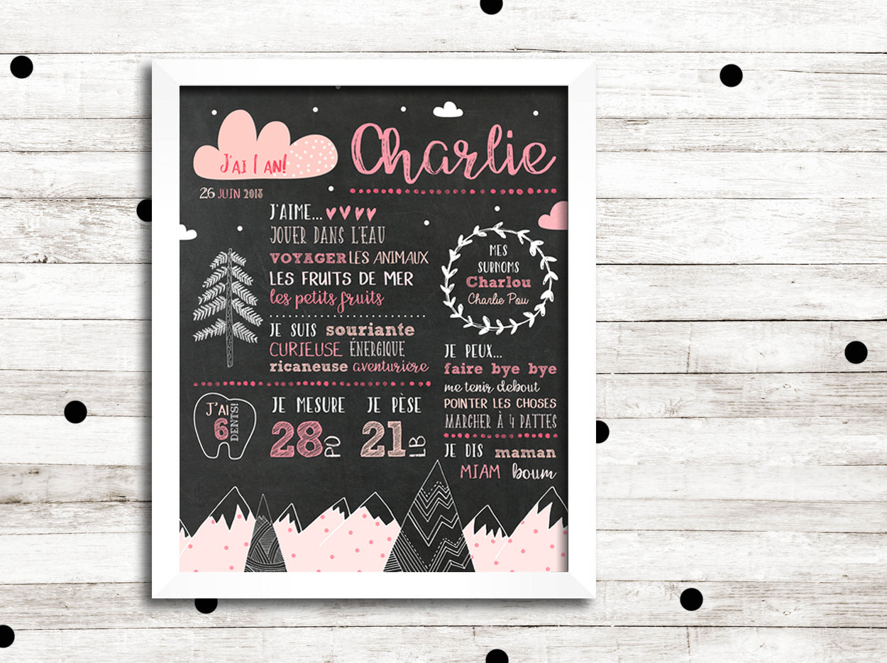 Affiche premier anniversaire "Petite aventurière"