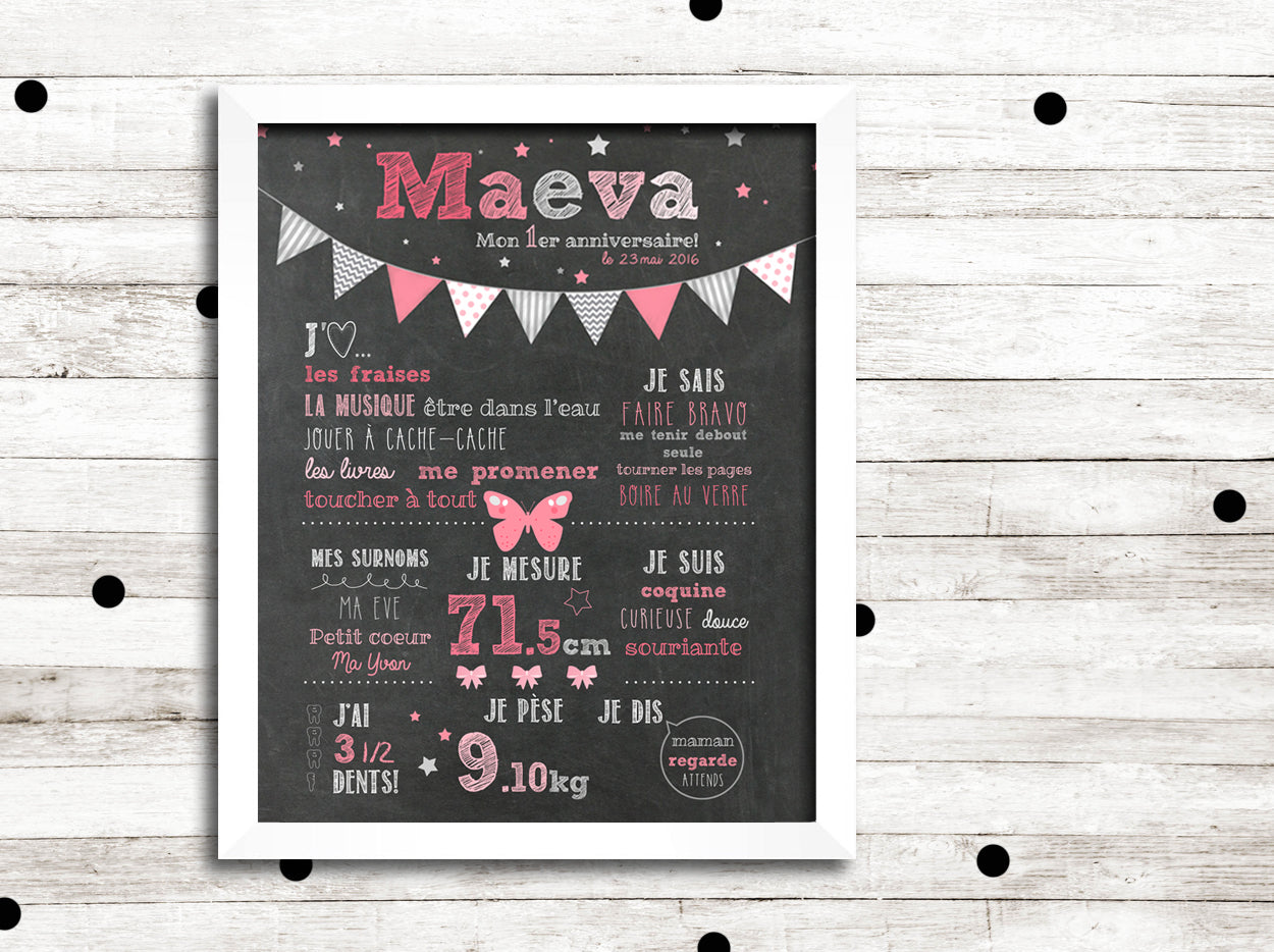 First birthday poster "Butterflies"