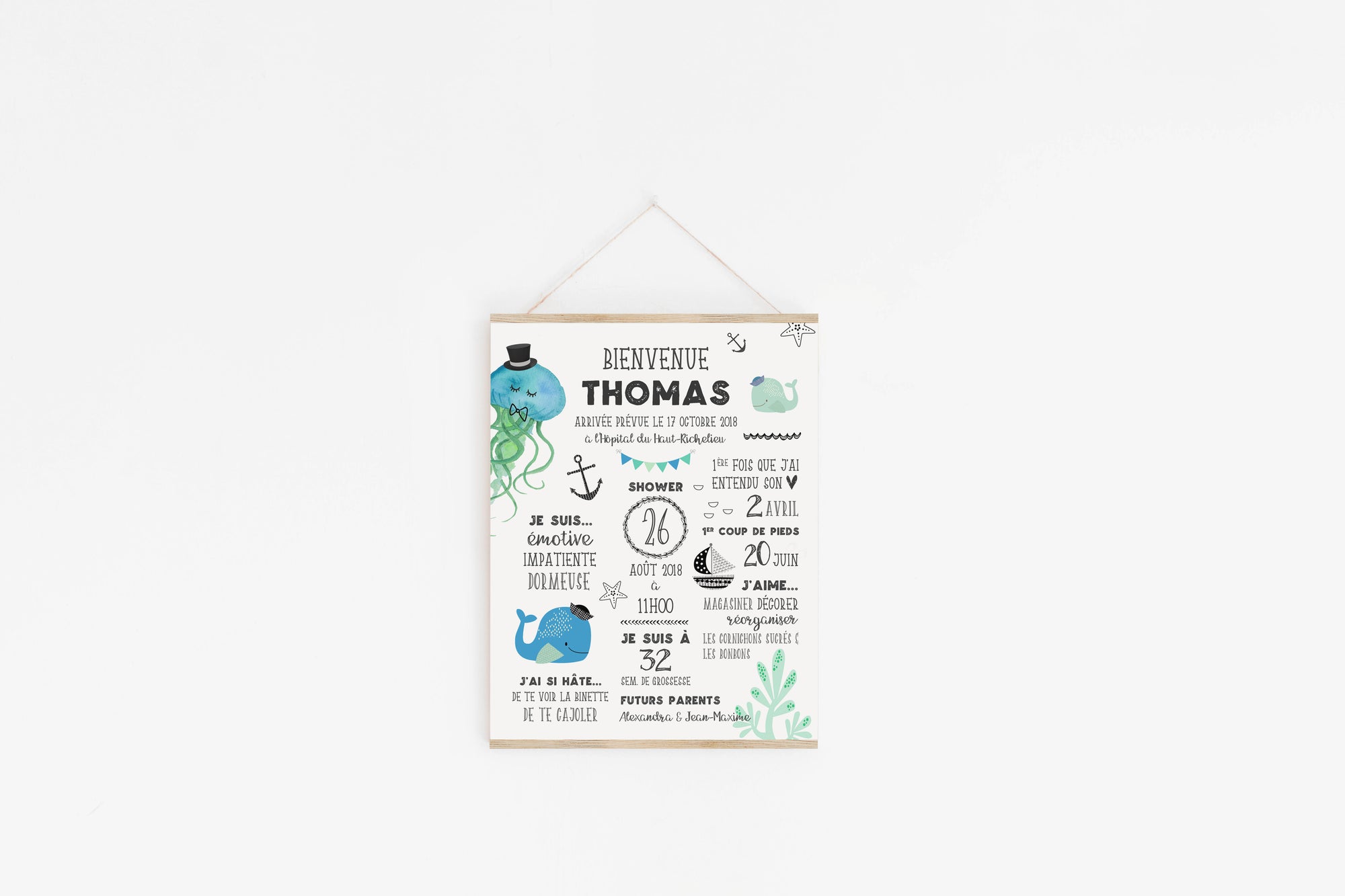 "Baby Whale" Baby Shower Poster