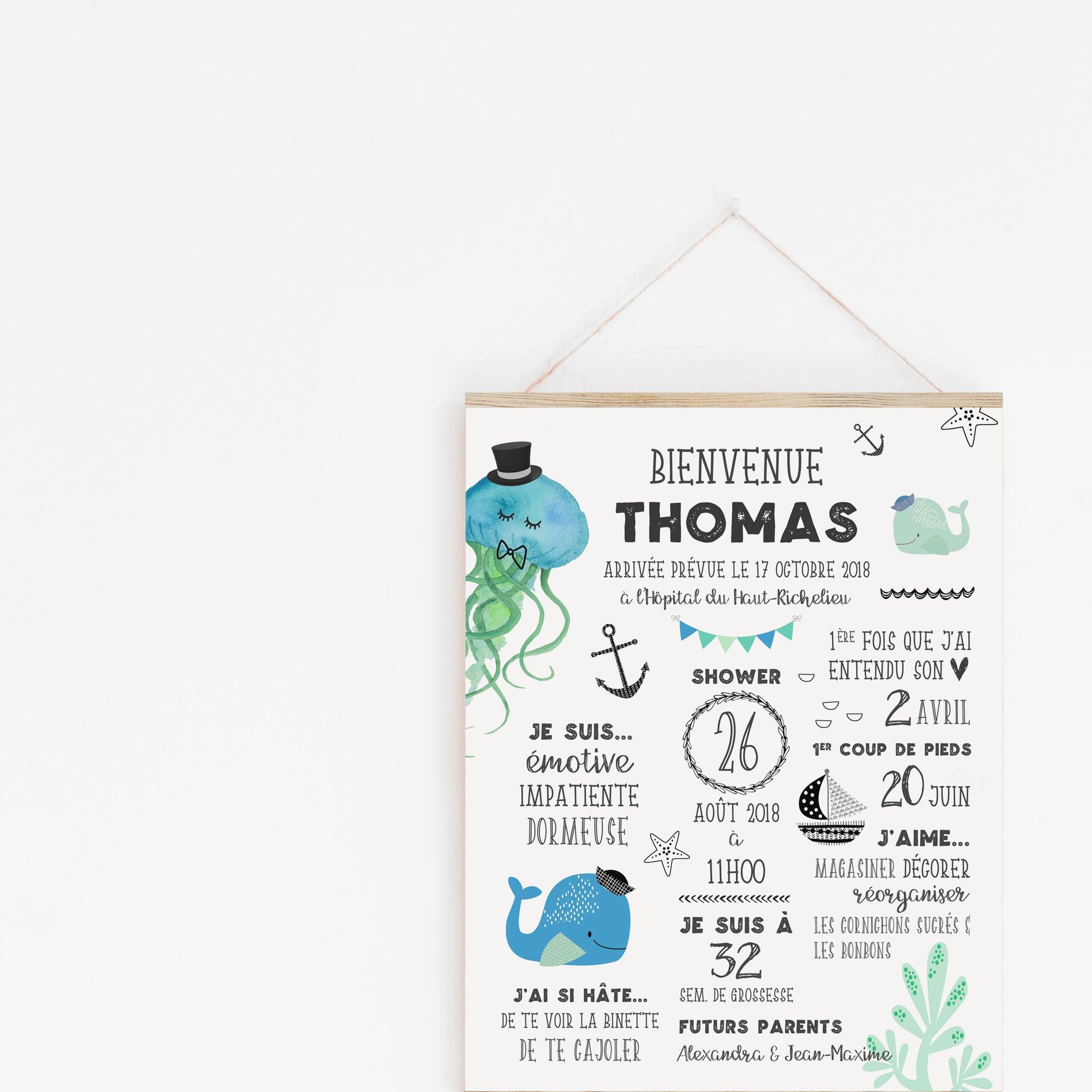 "Baby Whale" Baby Shower Poster