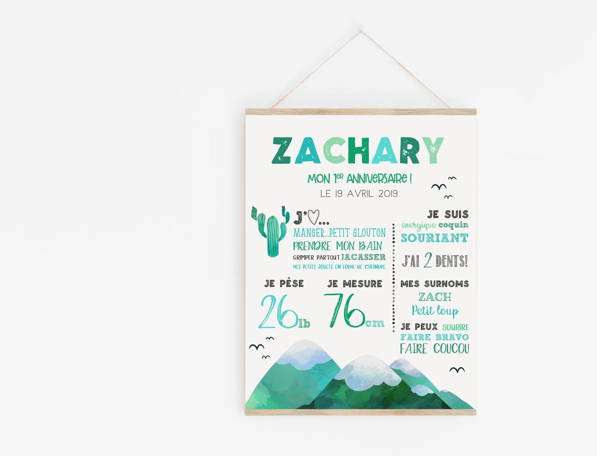 "Zachary" first birthday poster