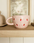 Tasse en céramique rose 8oz - fraises
