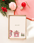 Coffret de 6 cartes de Noël pliées - Village de Noël