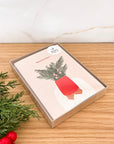 Coffret de 6 cartes de Noël pliées - Plante