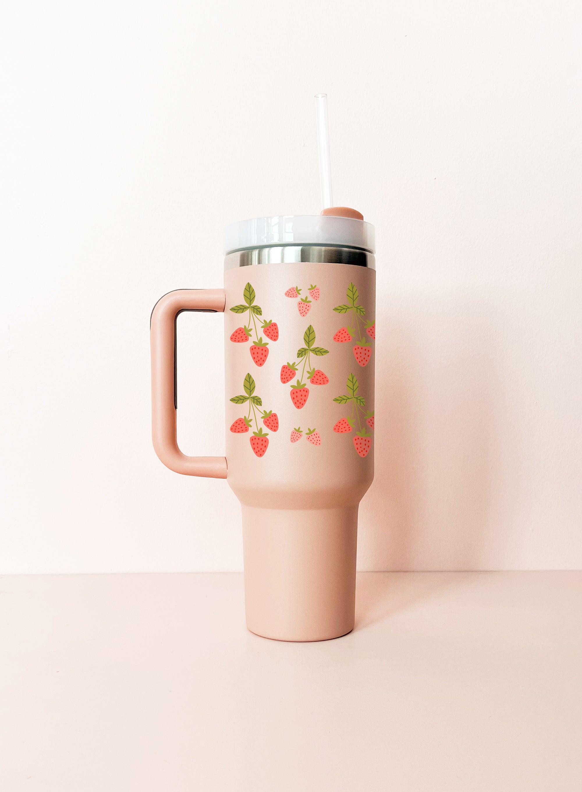 40oz Insulated Tumbler - Old Pink Winter Flowers