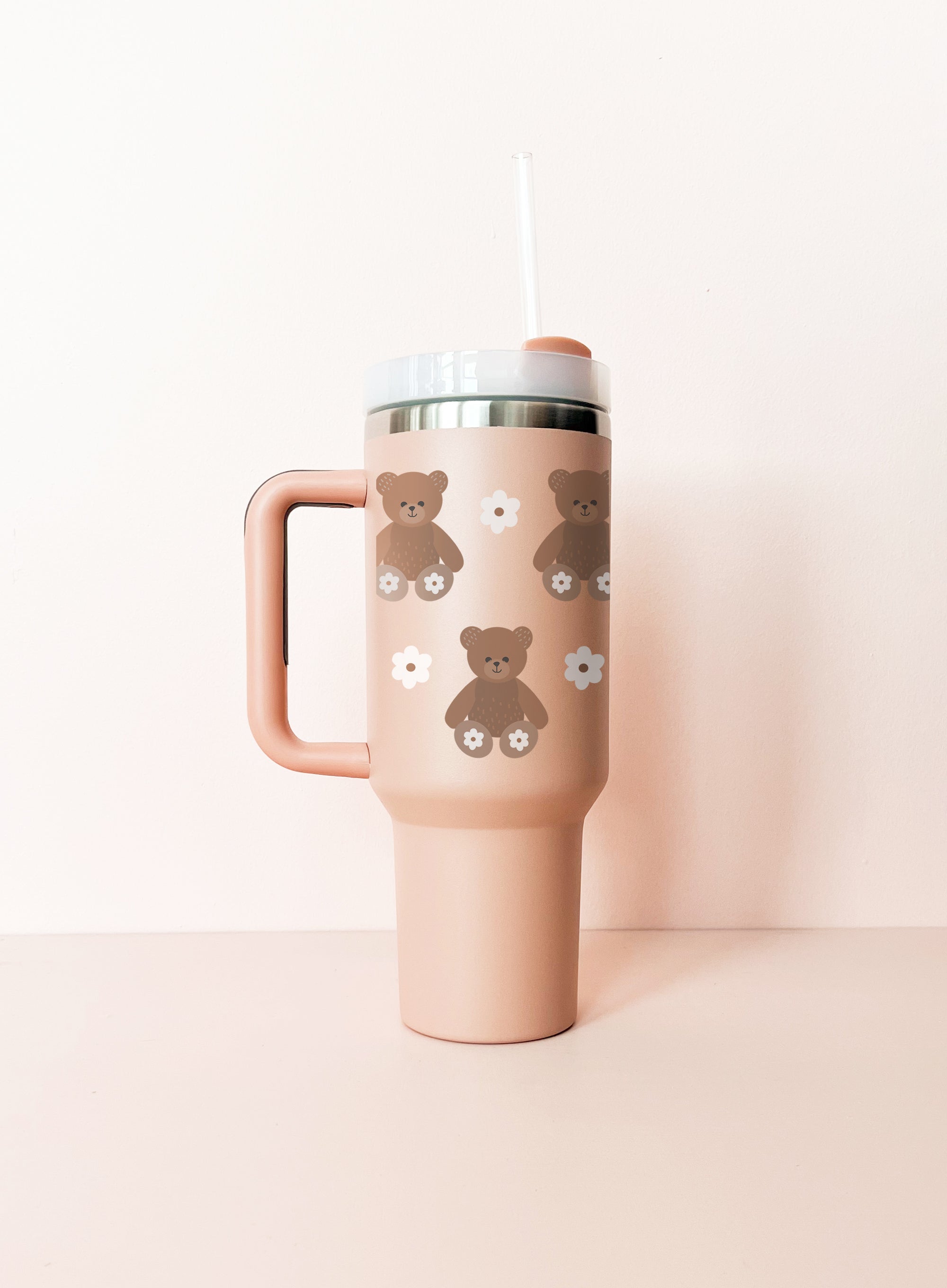 40oz Insulated Tumbler - Old Pink Winter Flowers