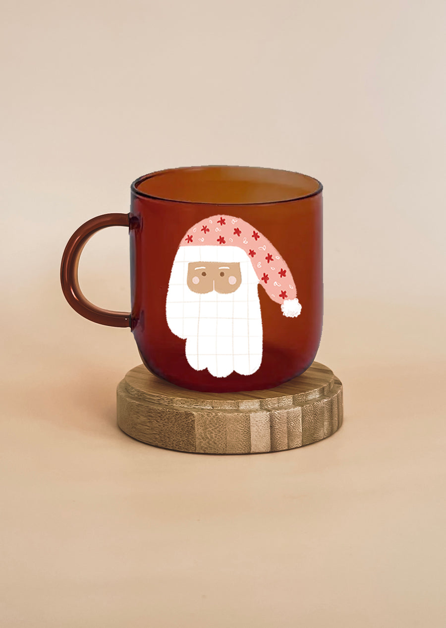 Tasse en verre ambre - Père Noël