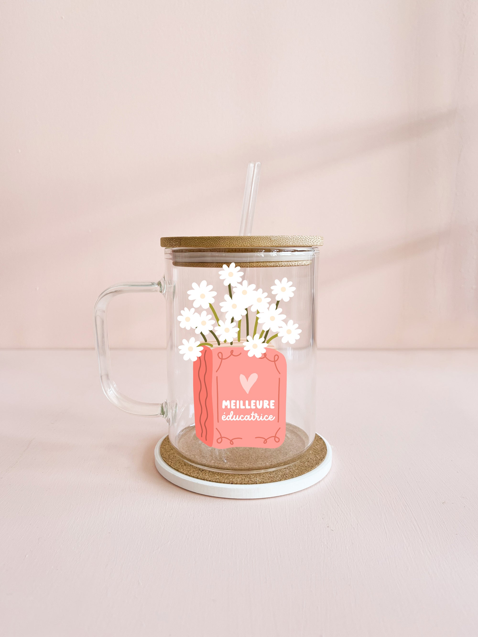 Tasse boho 17oz - Meilleure éducatrice ou enseignante - Livre en fleurs