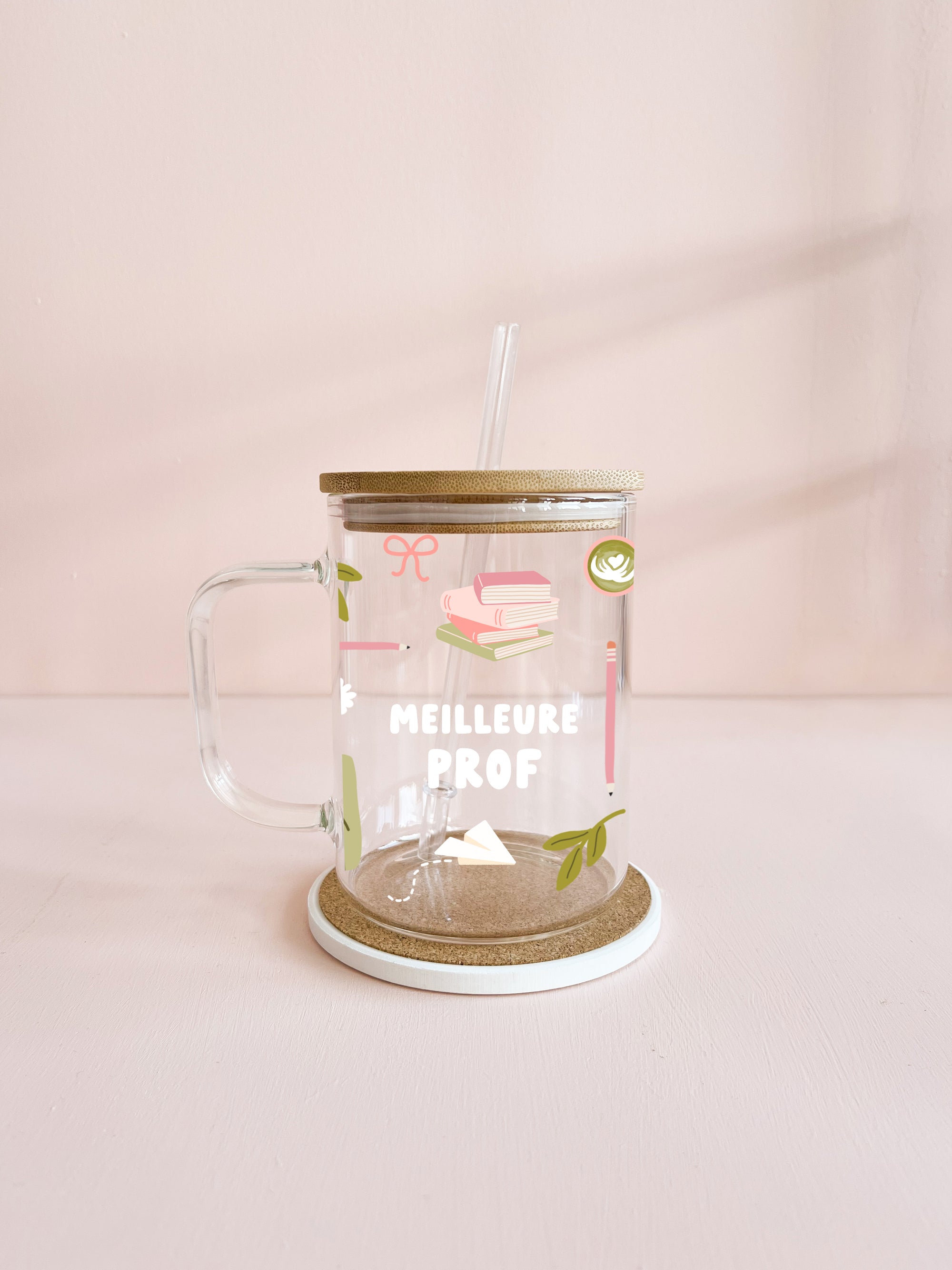 Tasse boho 17oz - Meilleure éducatrice ou prof - Cahiers et café