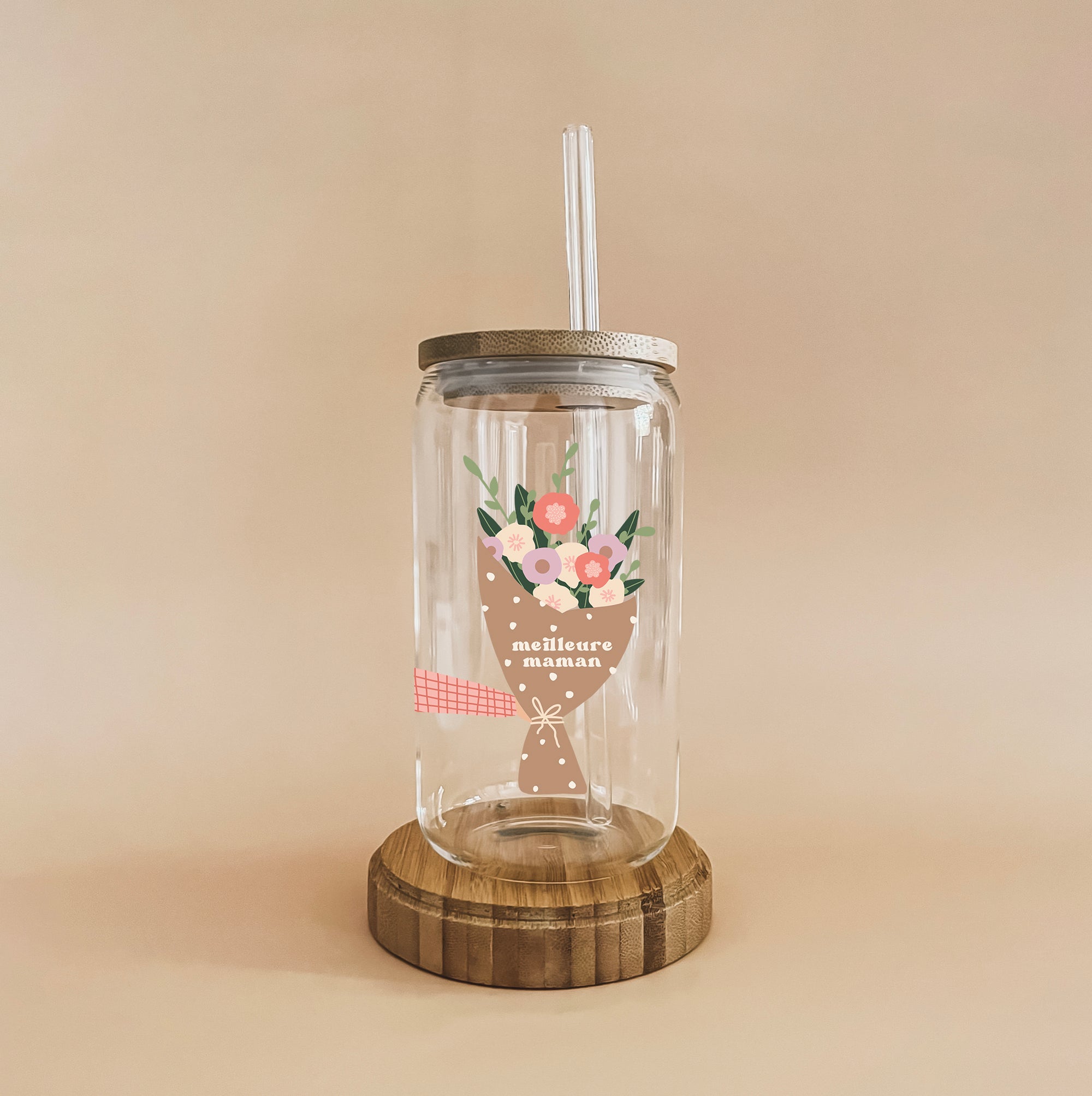 Verre boho - meilleure maman bouquet