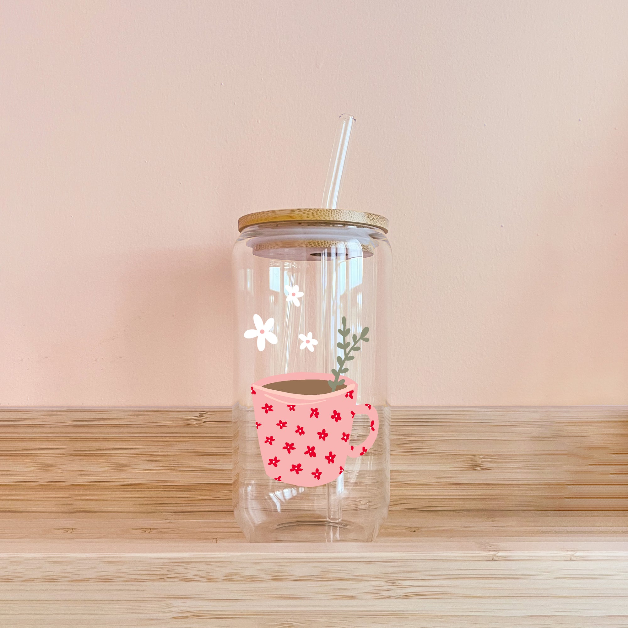 Verre boho - tasse de café rose