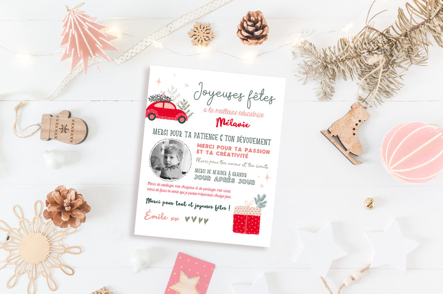 Affiche de Noël éducatrice - enseignant